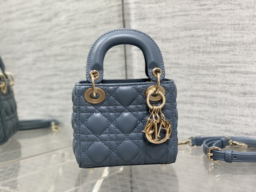 DIOR Mini Leather Handbag with Sheepskin Handle