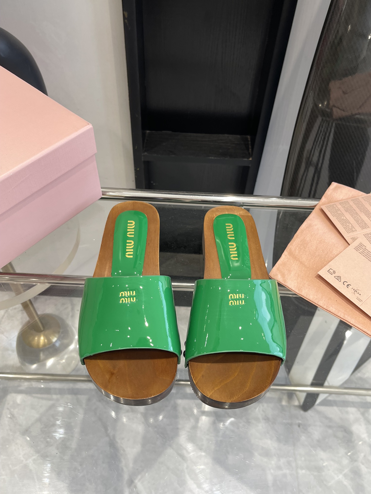 Miu Miu Wooden Sole Slippers