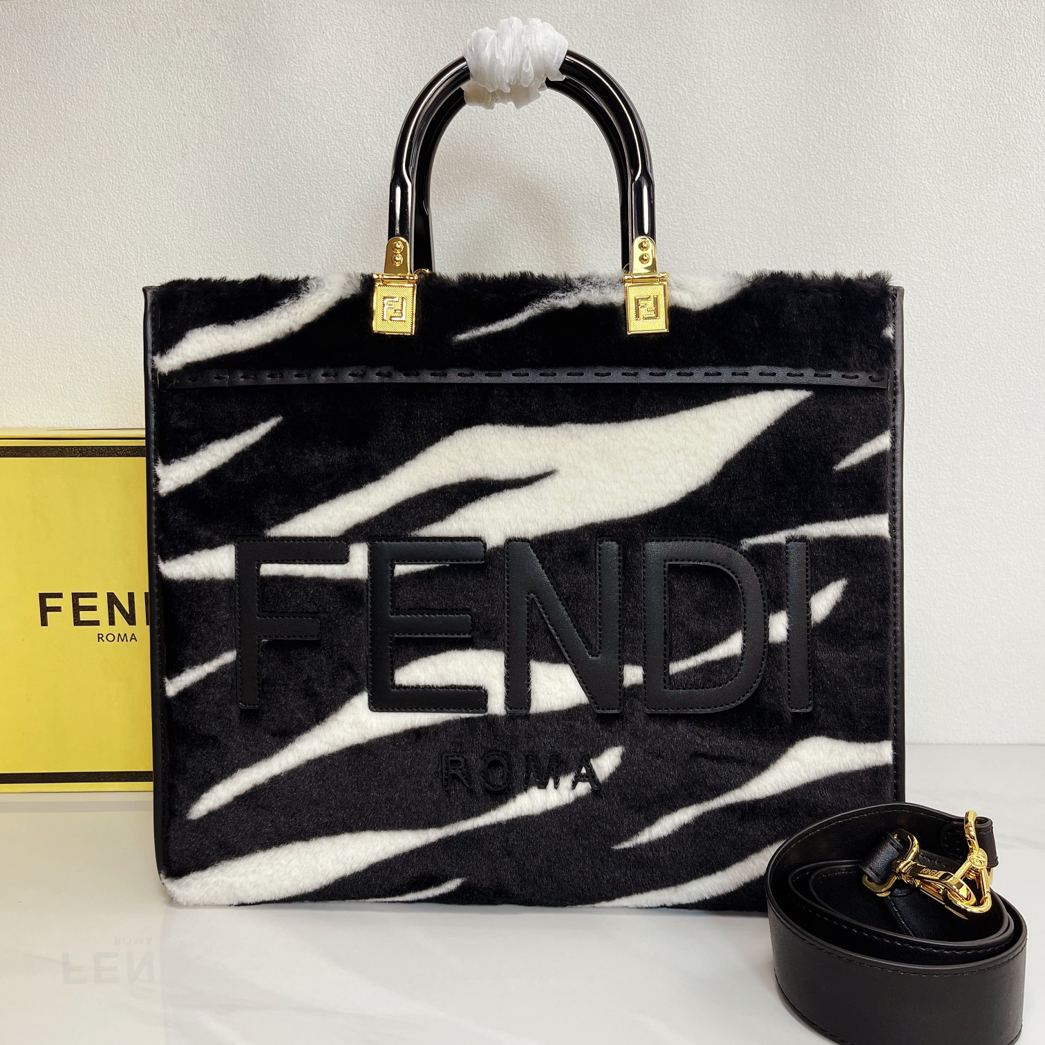 Fendi Mink Velvet Tote Handbag