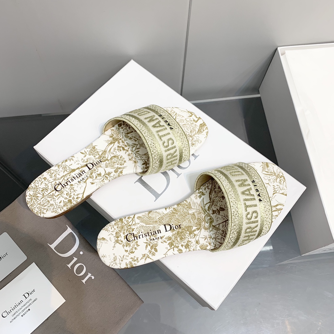 Dior Embroidered Cotton Slides