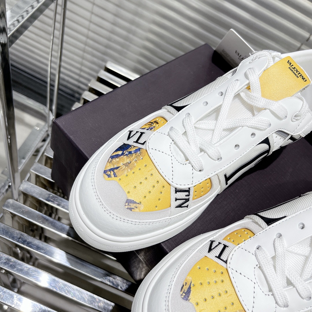 Valentino Women's Embroidered Calfskin Sneakers with Straps