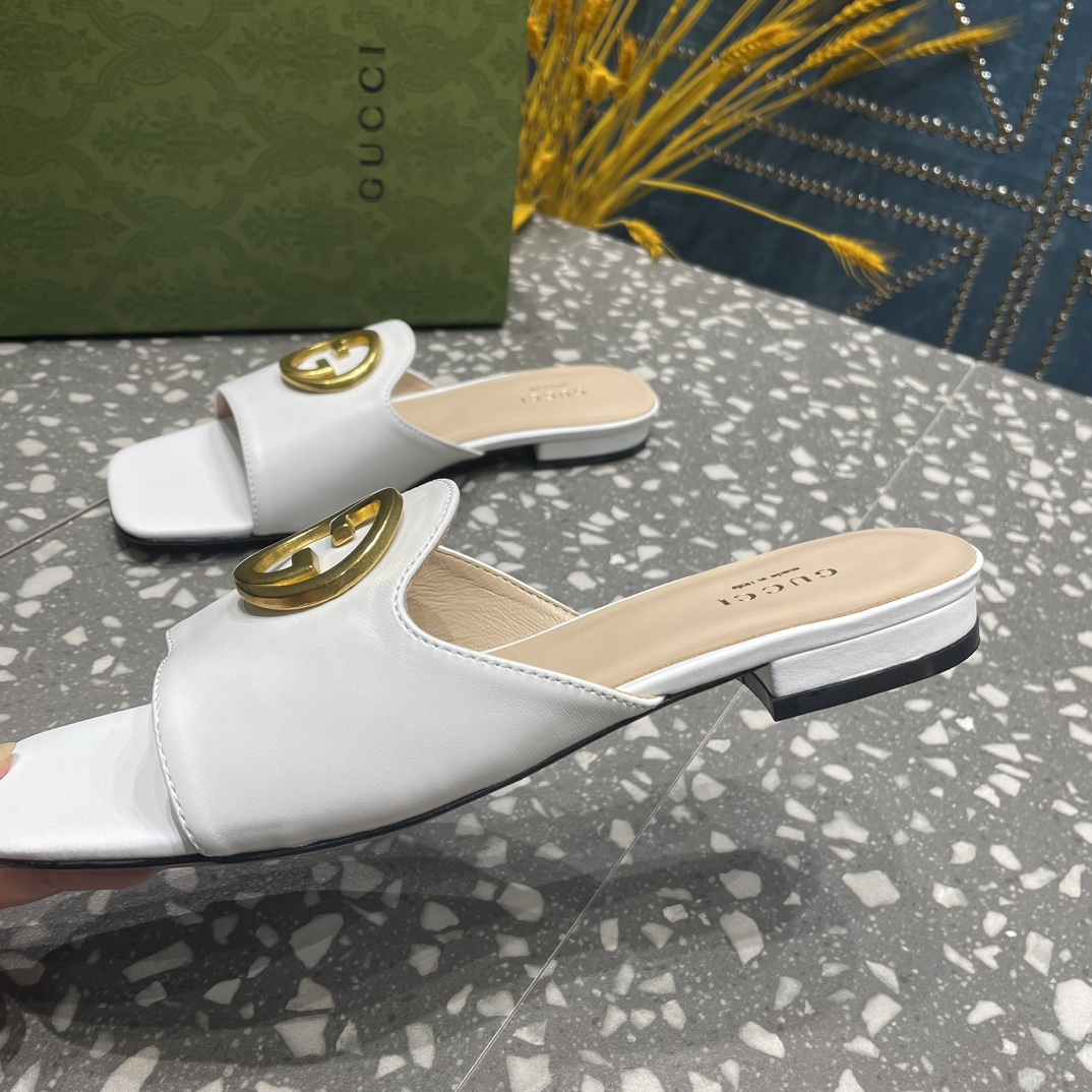 Gucci Square-Toe Flat Slippers