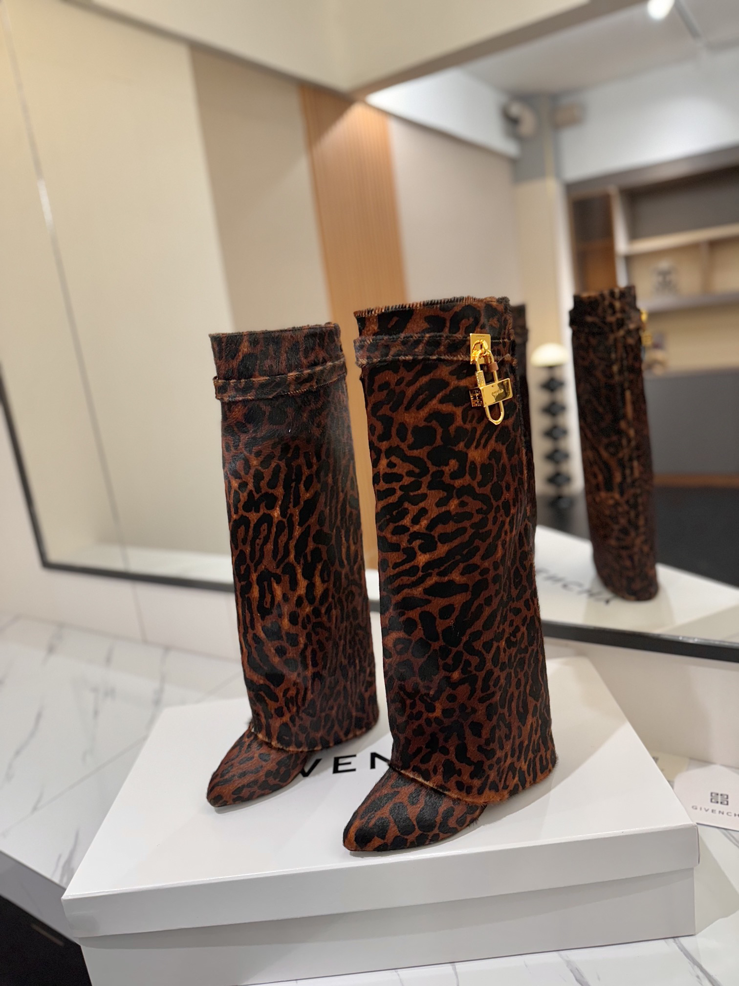 Givenchy Horsehair Leather Buckle Boots