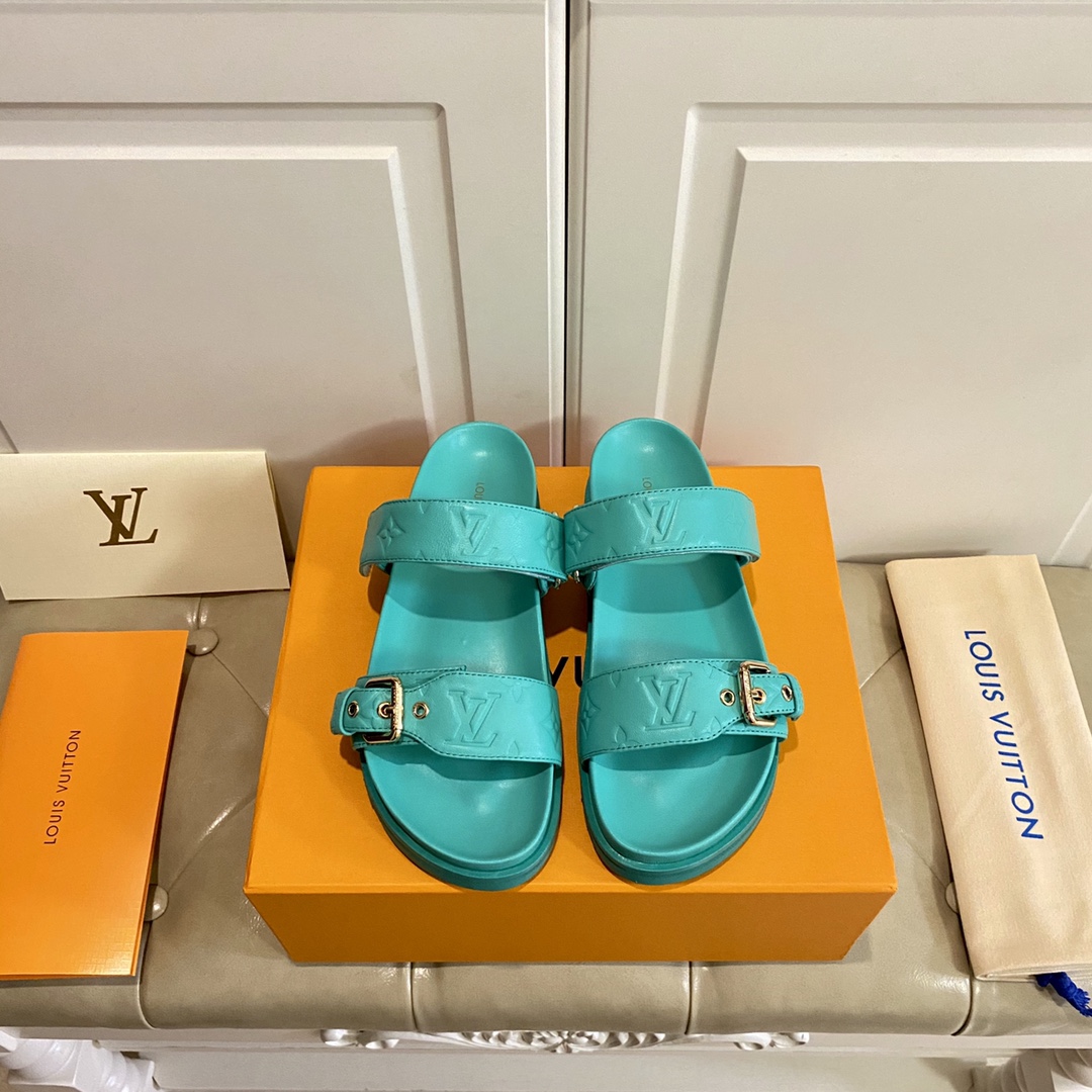 LV Fashionable Classic Versatile Leather Slippers
