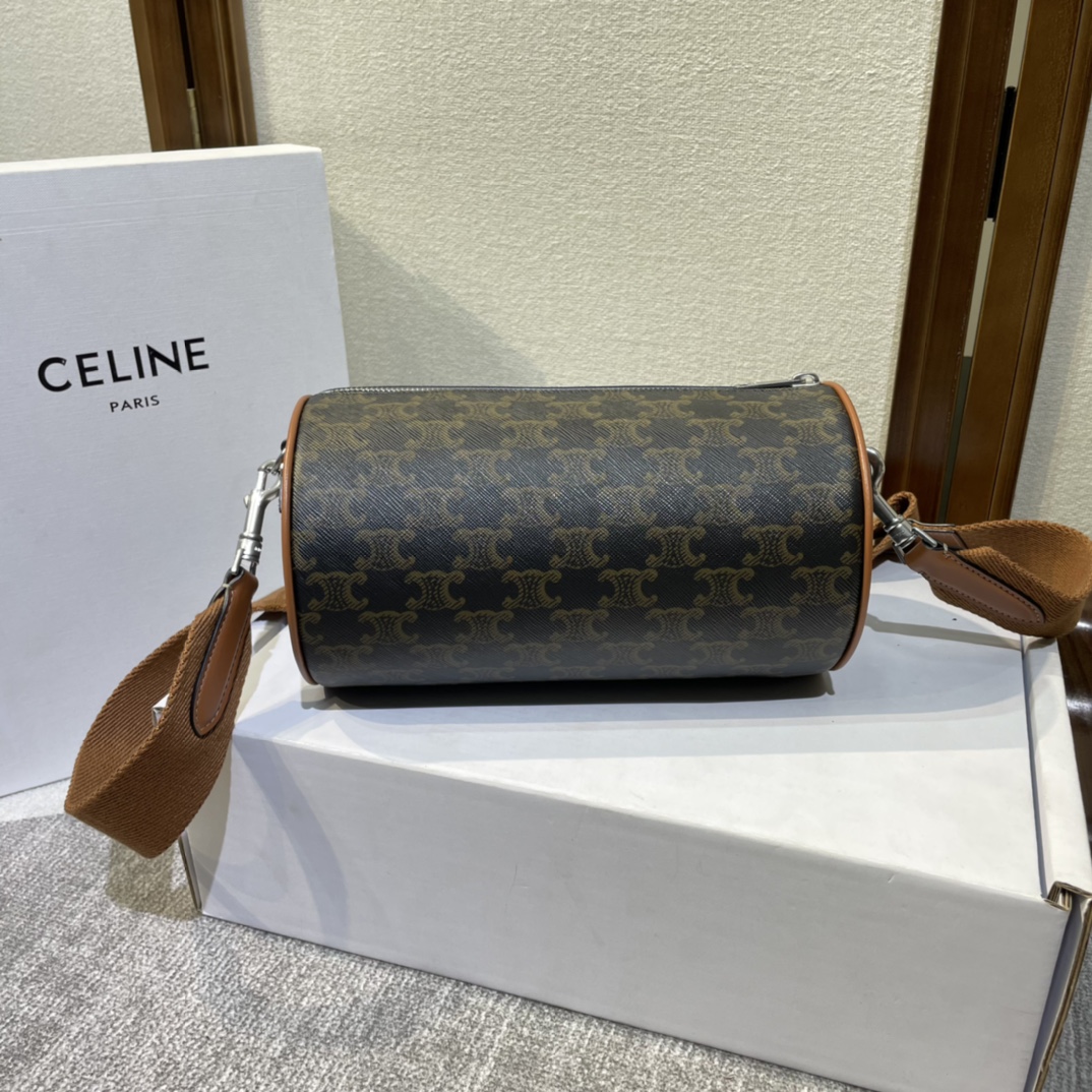 Original big brand luxury goods 1:1 high-end quality top qualityCELINE new logo print cylinder bagOriginal big brand luxury goods 1:1 high-end quality top original size copy