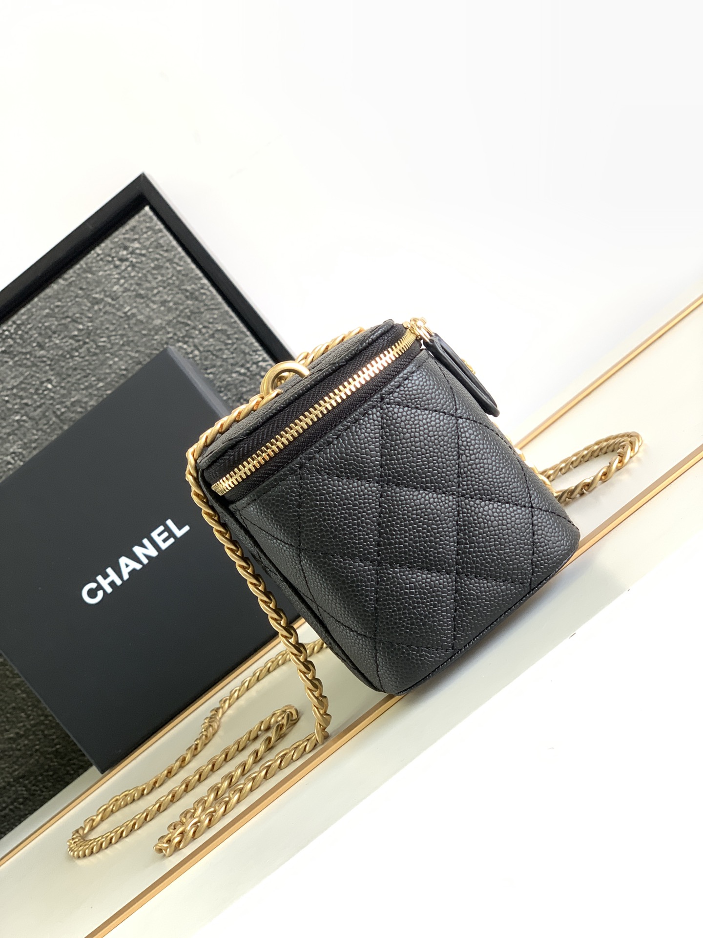 Chanel Black Lambskin Chain Bag