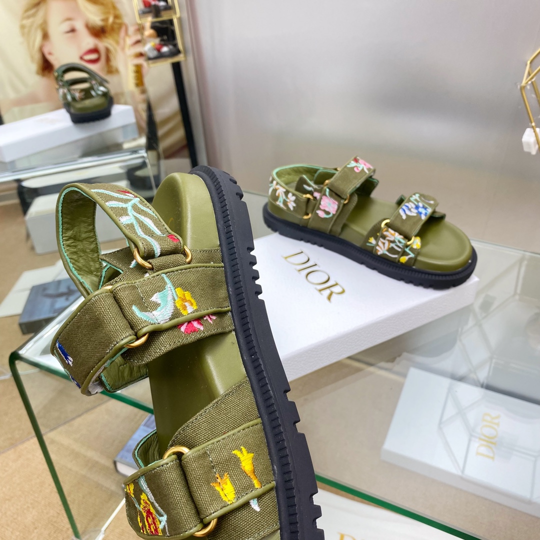 DIOR Embroidered Floral Print Sandals