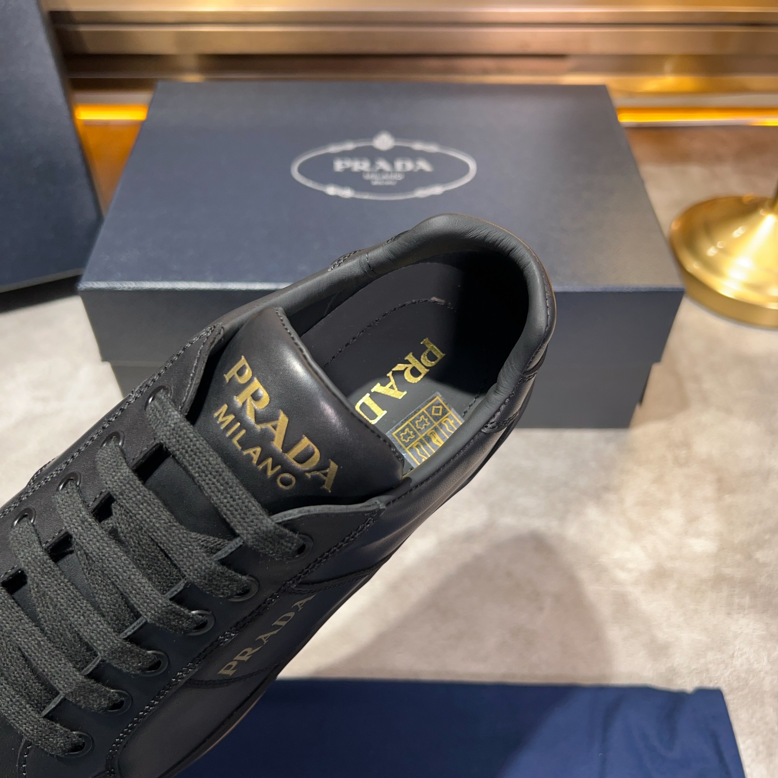 Prada Black Lace-Up Sneakers