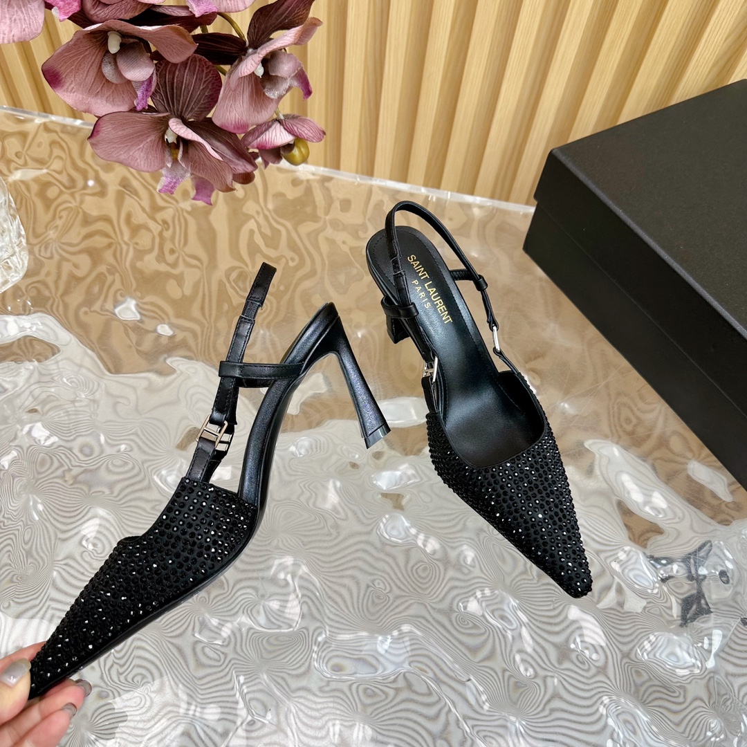 Saint Laurent Australian Diamond Cat-Heel Shoes