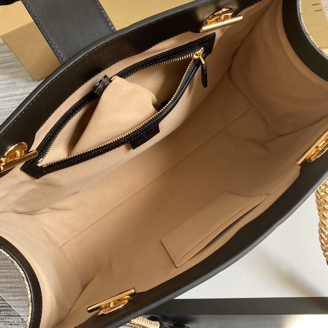 Gucci Classic Vintage-Inspired Leather Large Tote Bag