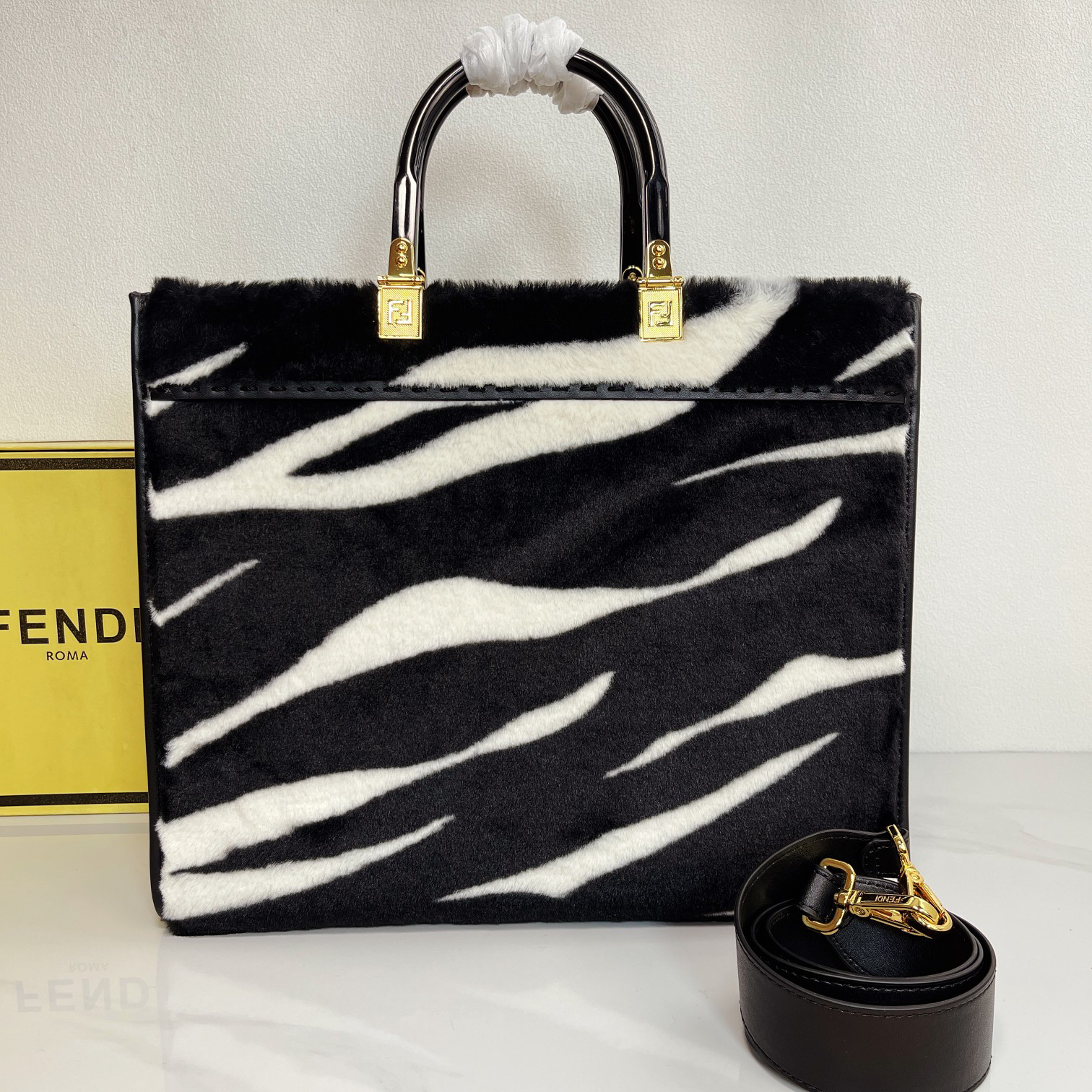 Fendi Mink Velvet Tote Handbag