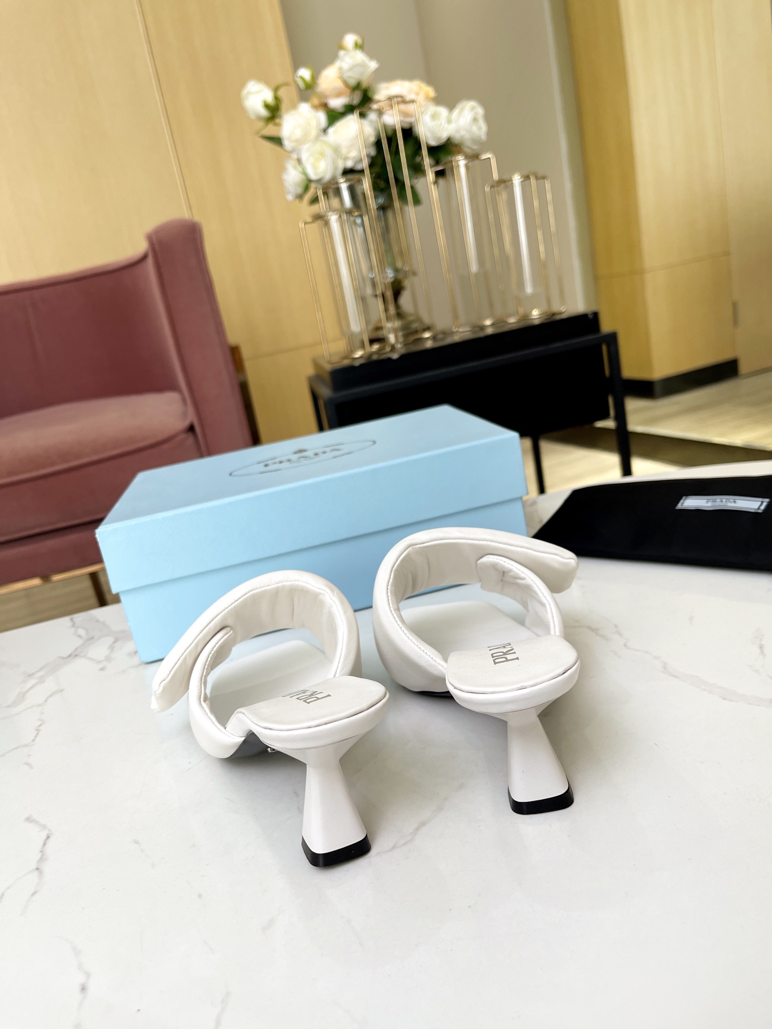 Prada Minimalist Small Heel Slippers