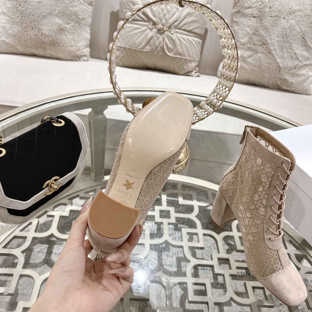 DIOR Spring-Summer Jardin d'Hiver Embroidered Jacquard Mesh Boots