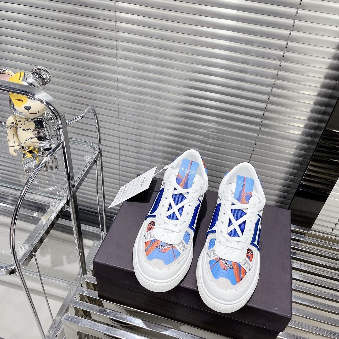 Valentino Women's Embroidered Calfskin Sneakers with Straps