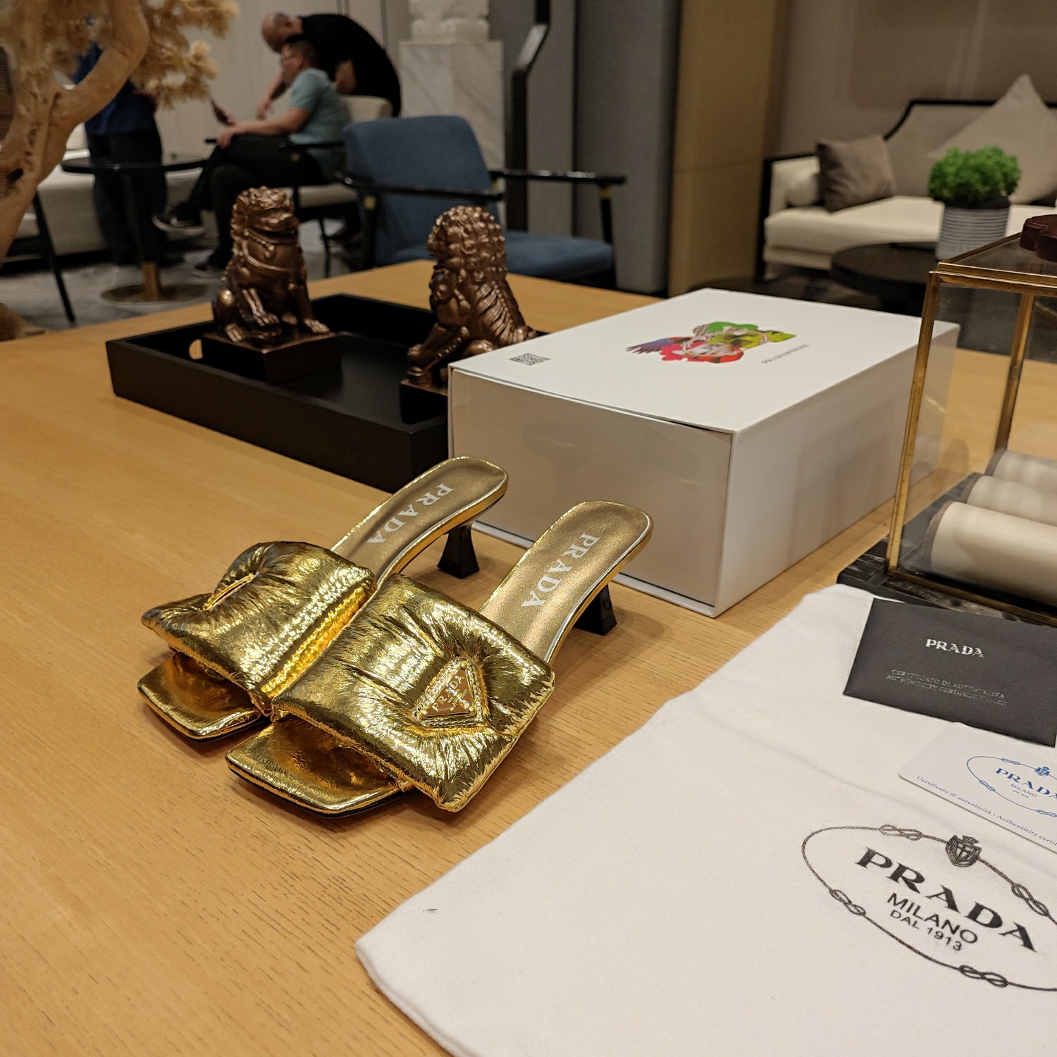 Prada Super Soft Leather Low-heeled Heeled Sandals