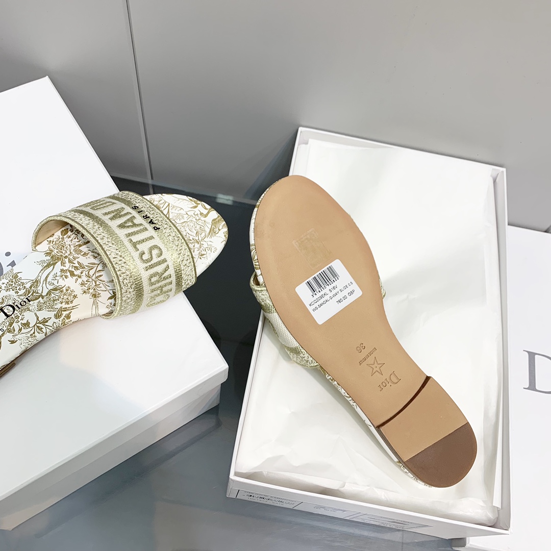 Dior Embroidered Cotton Slides
