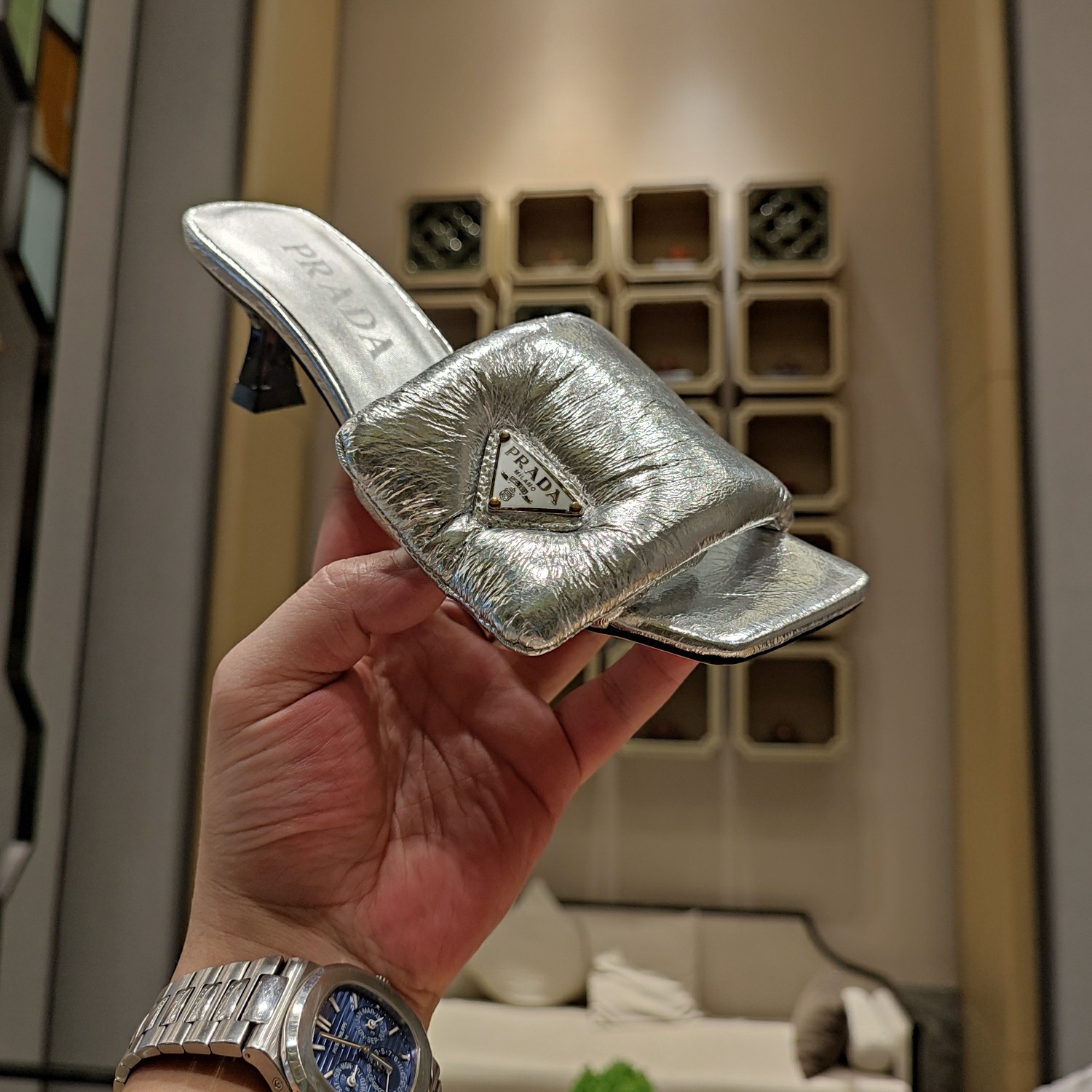 Prada Super Soft Leather Low-heeled Heeled Sandals