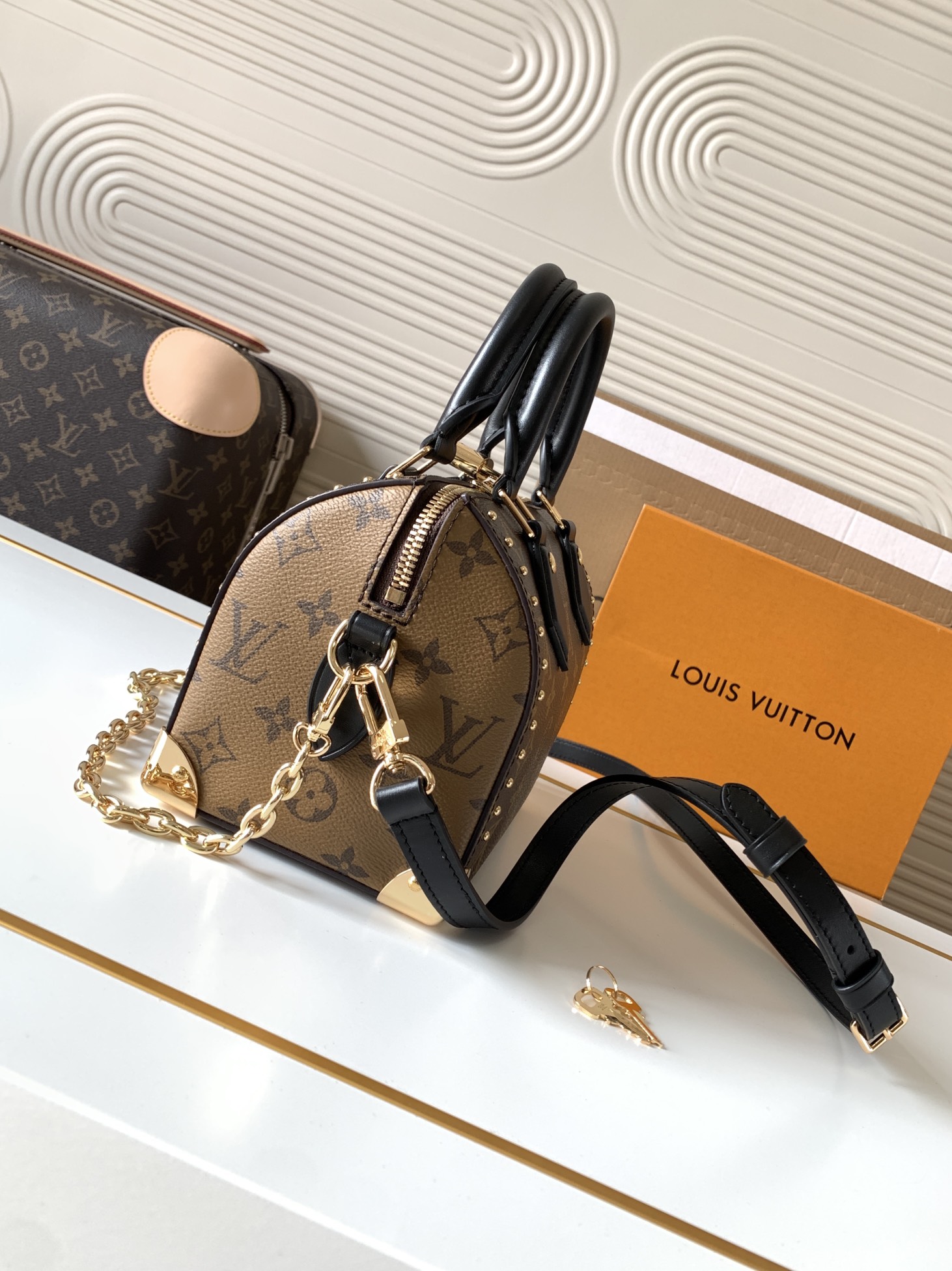 LV Speedy Trunk Leather Handbag