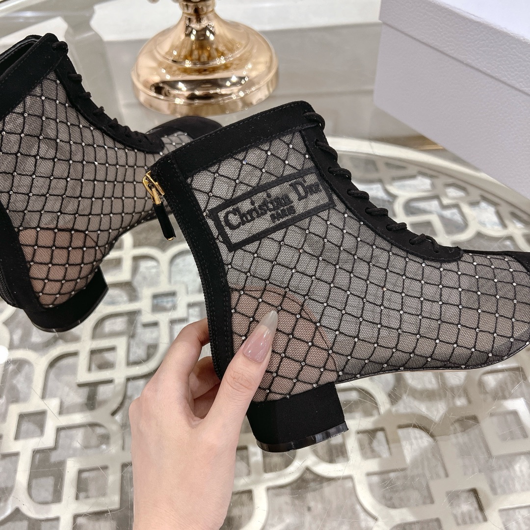 DIOR Spring-Summer Jardin d'Hiver Embroidered Jacquard Mesh Boots