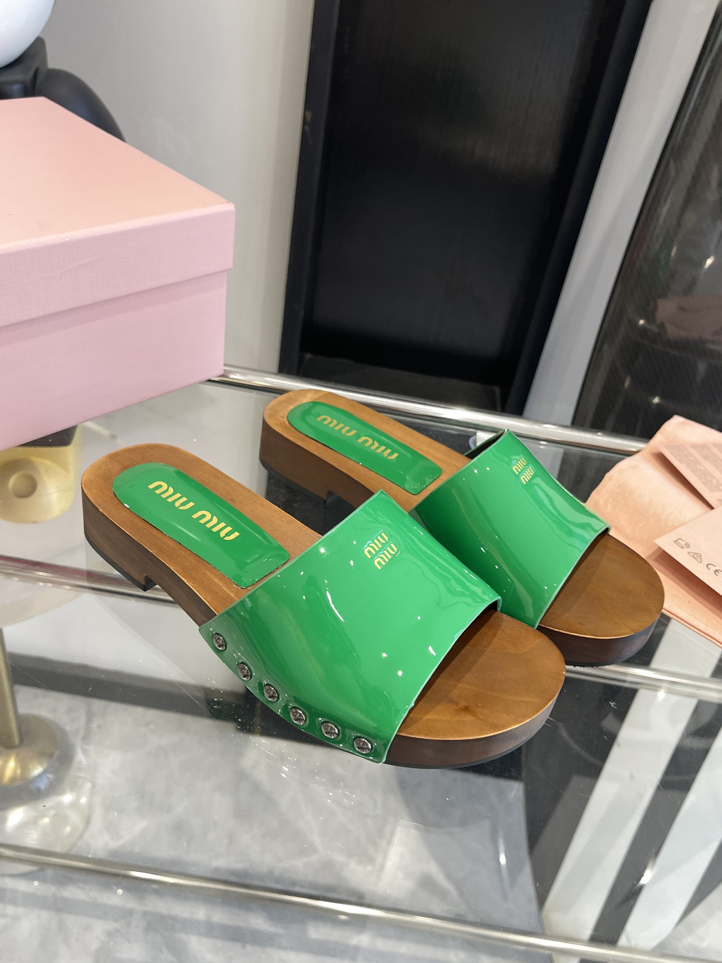 Miu Miu Wooden Sole Slippers