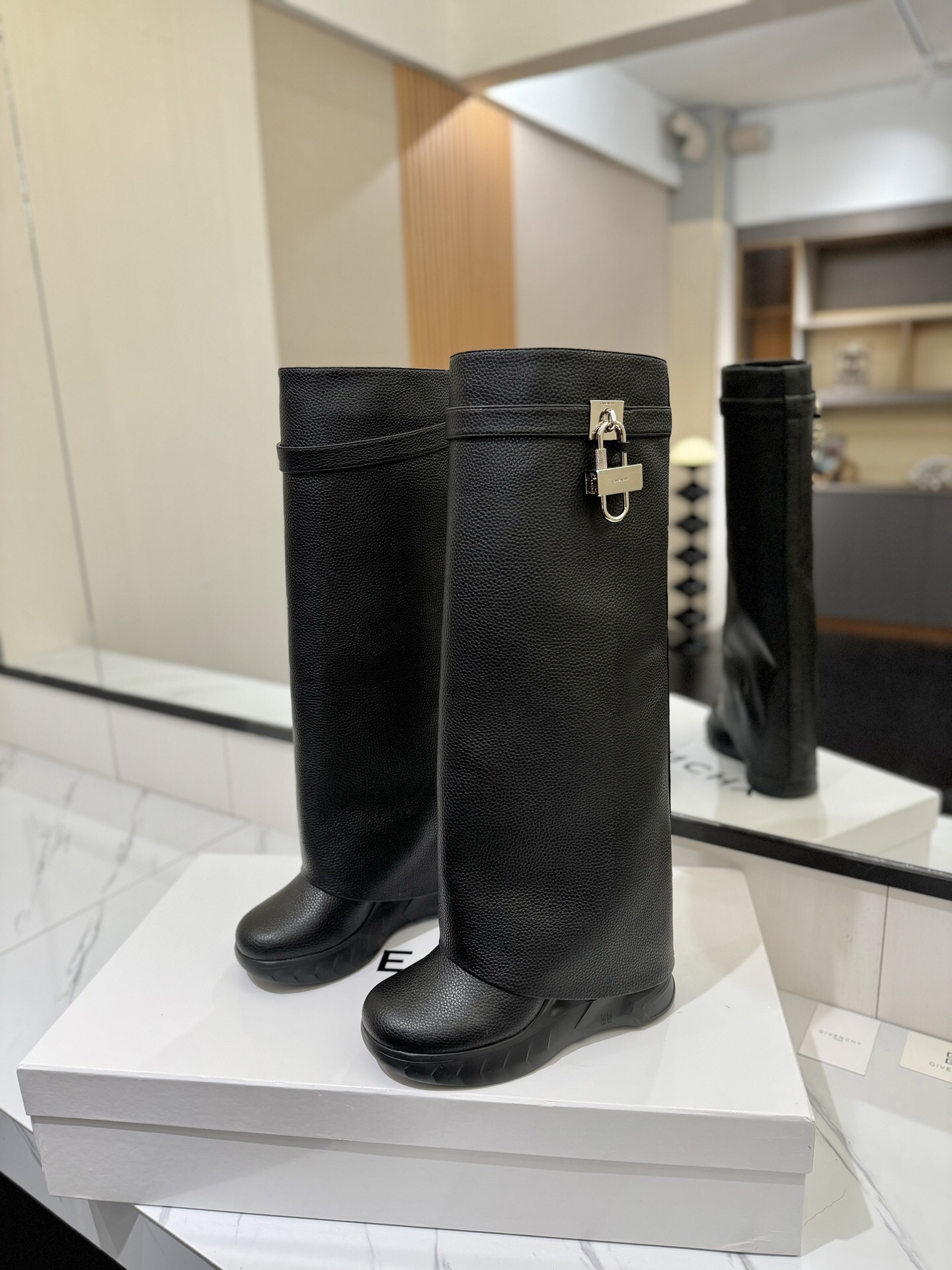 Givenchy Slope Heel Elevated Shark Long Boot