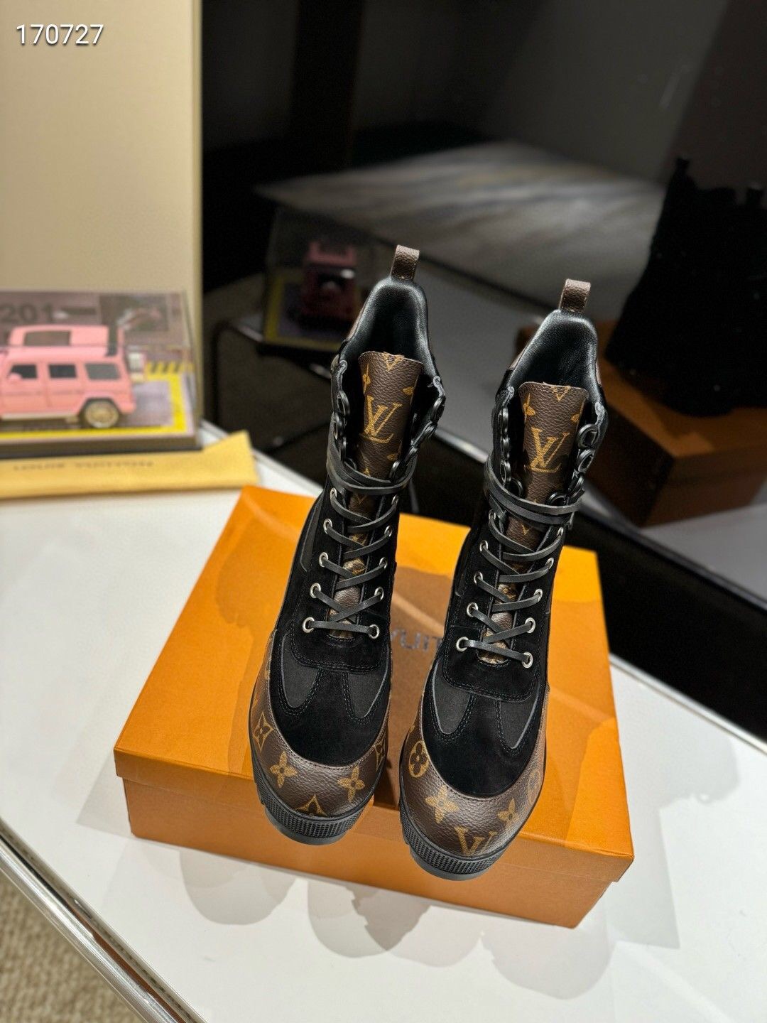 Louis Vuitton Monogram Black Chunky Boots