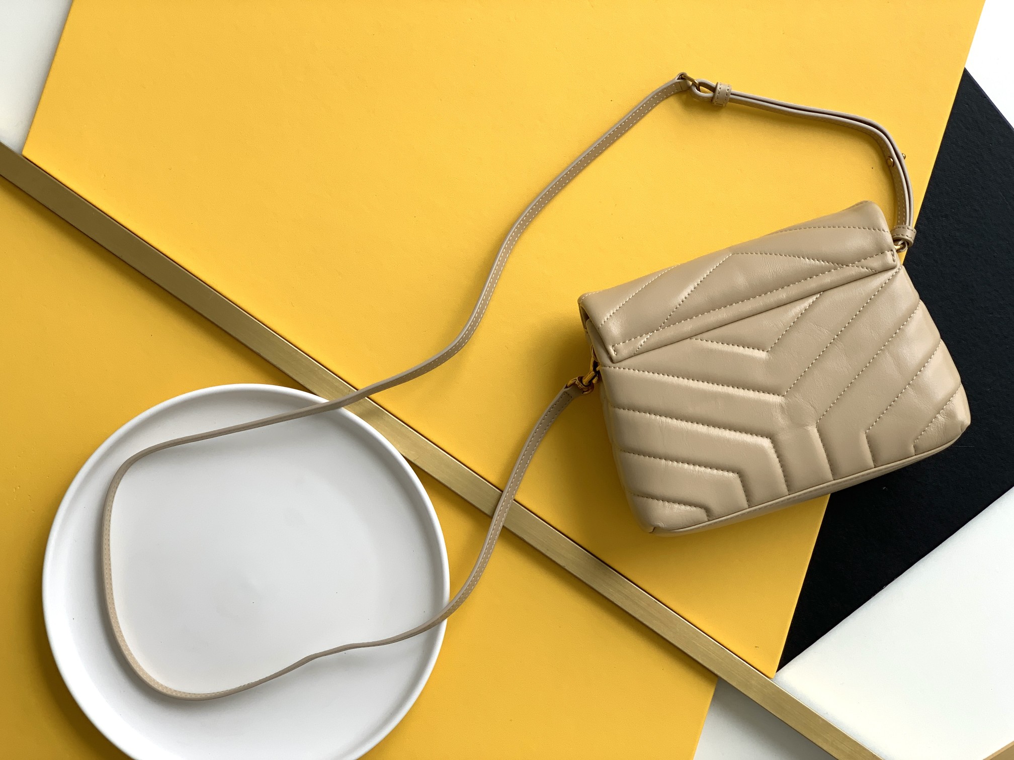 Saint Laurent Paris Beige Leather Women's Crossbody Bag