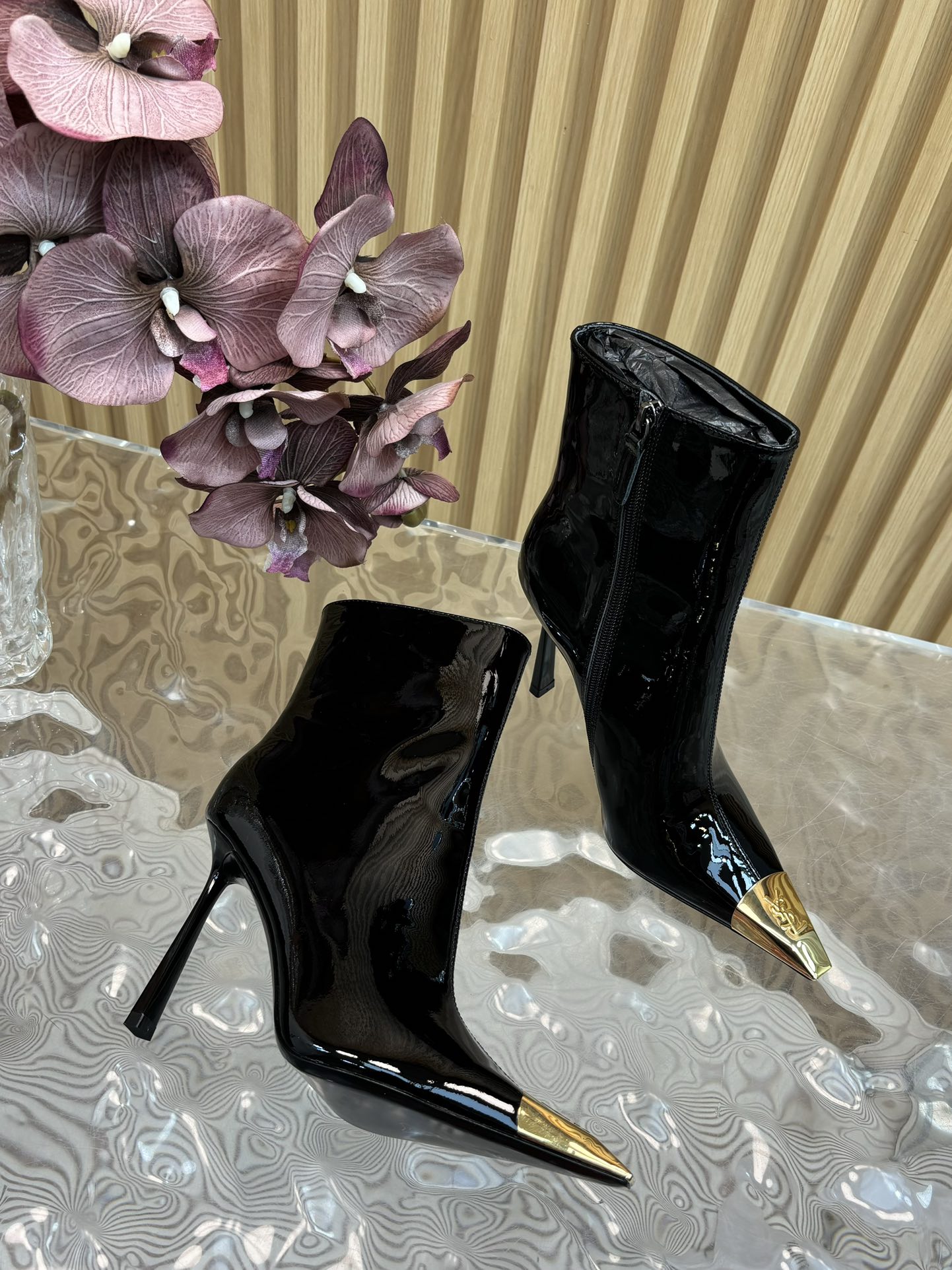 Saint Laurent Lee Patent Leather High-Heel Boots(11CM)