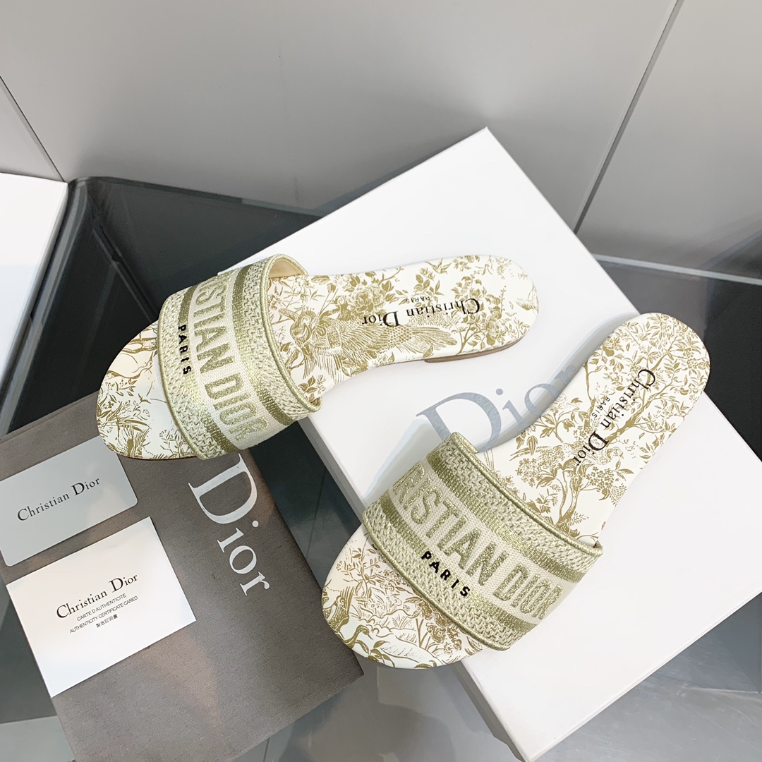 Dior Embroidered Cotton Slides
