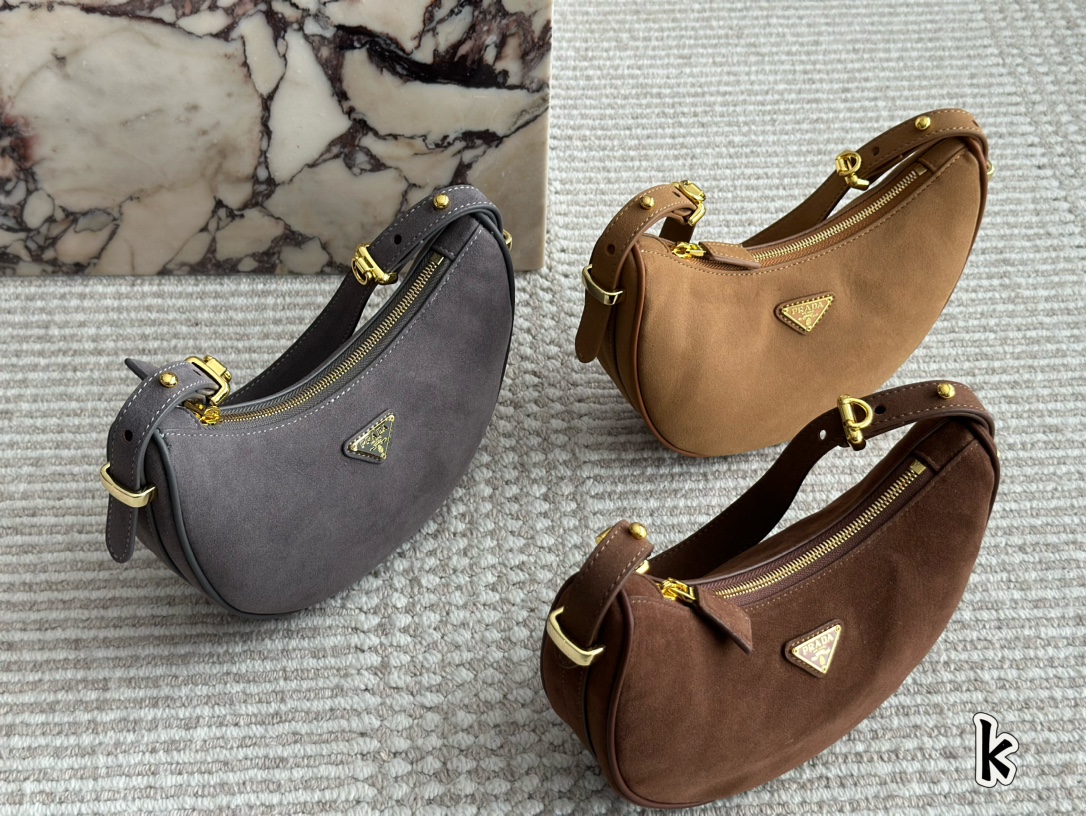 Prada Arqué Velvet Underarm/Shoulder Bag