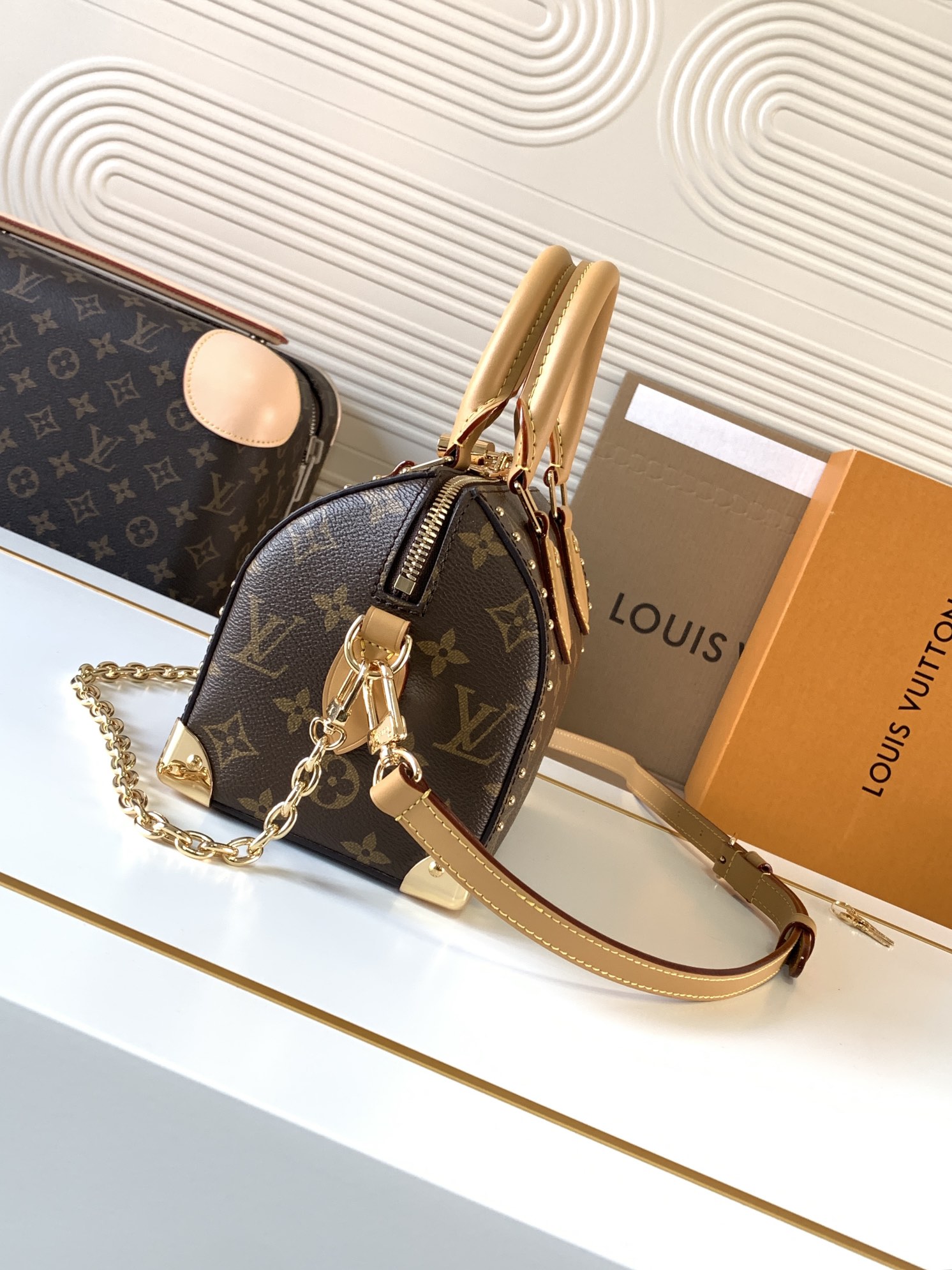 LV Speedy Trunk Leather Handbag