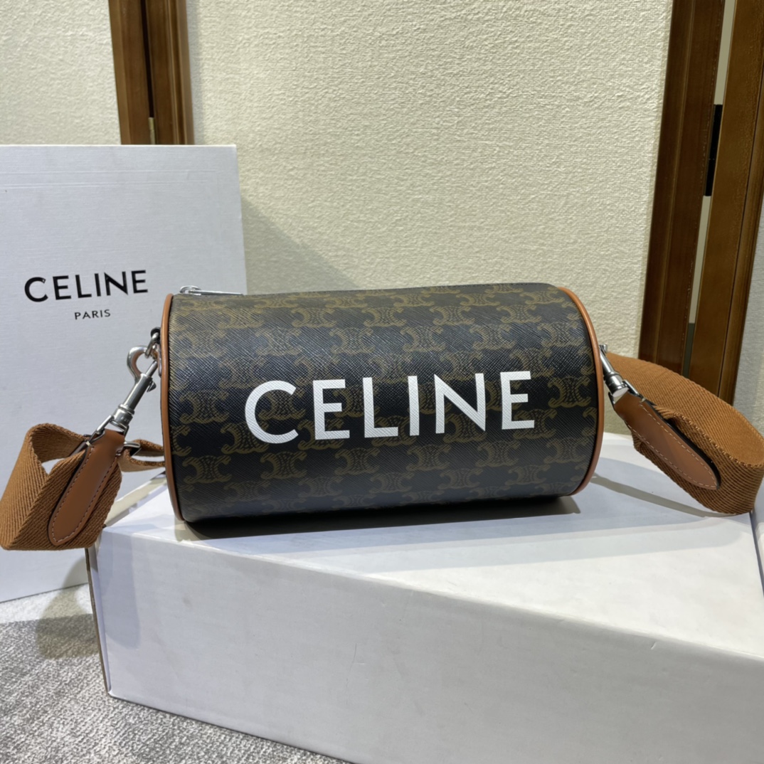 Original big brand luxury goods 1:1 high-end quality top qualityCELINE new logo print cylinder bagOriginal big brand luxury goods 1:1 high-end quality top original size copy