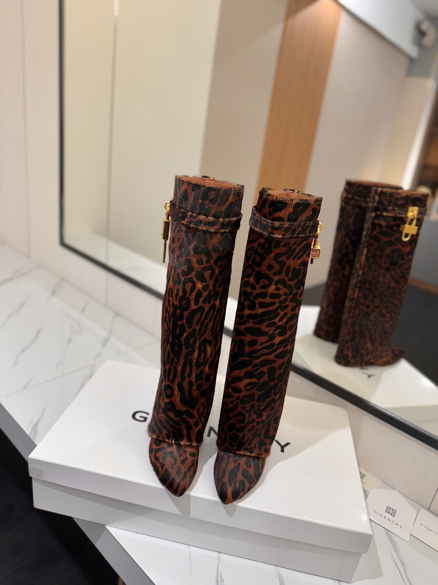 Givenchy Horsehair Leather Buckle Boots