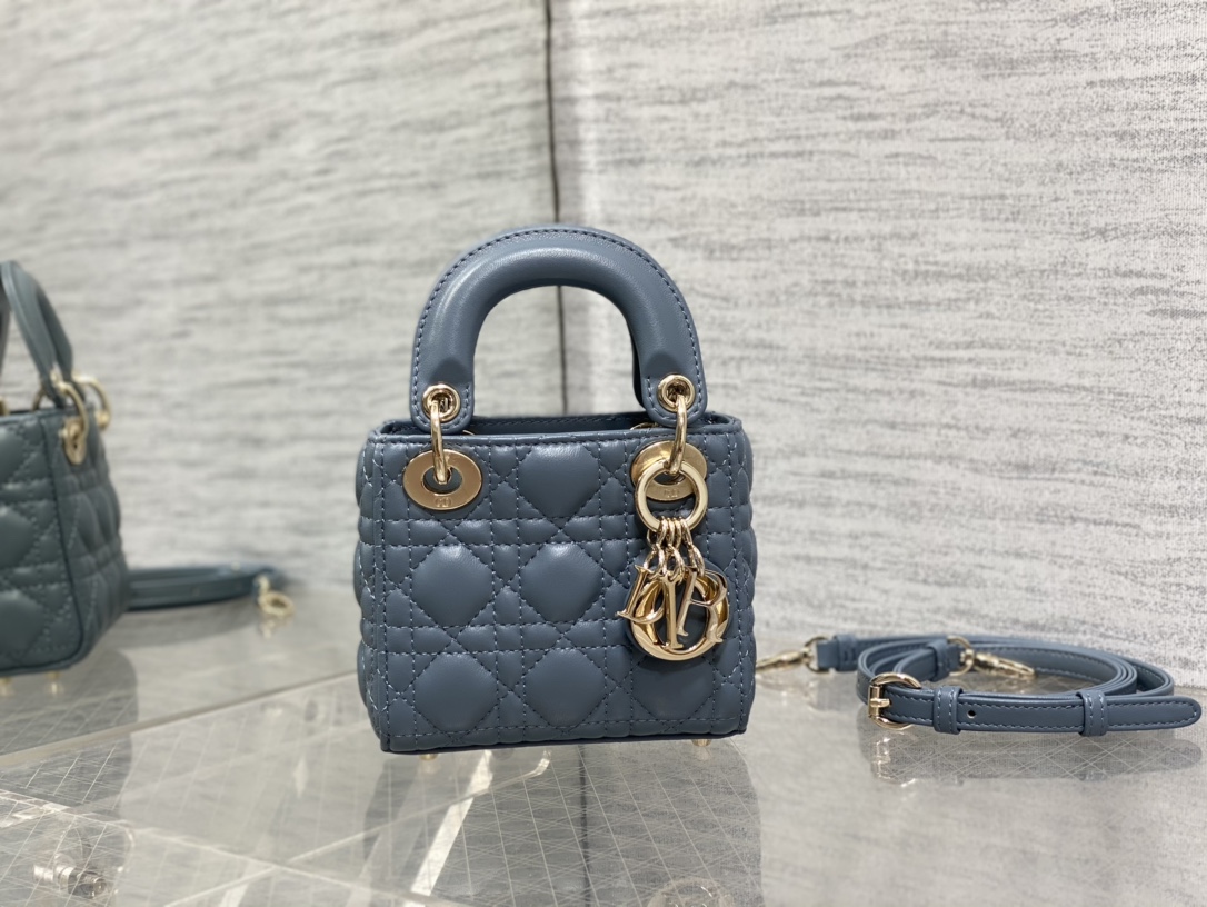 DIOR Mini Leather Handbag with Sheepskin Handle