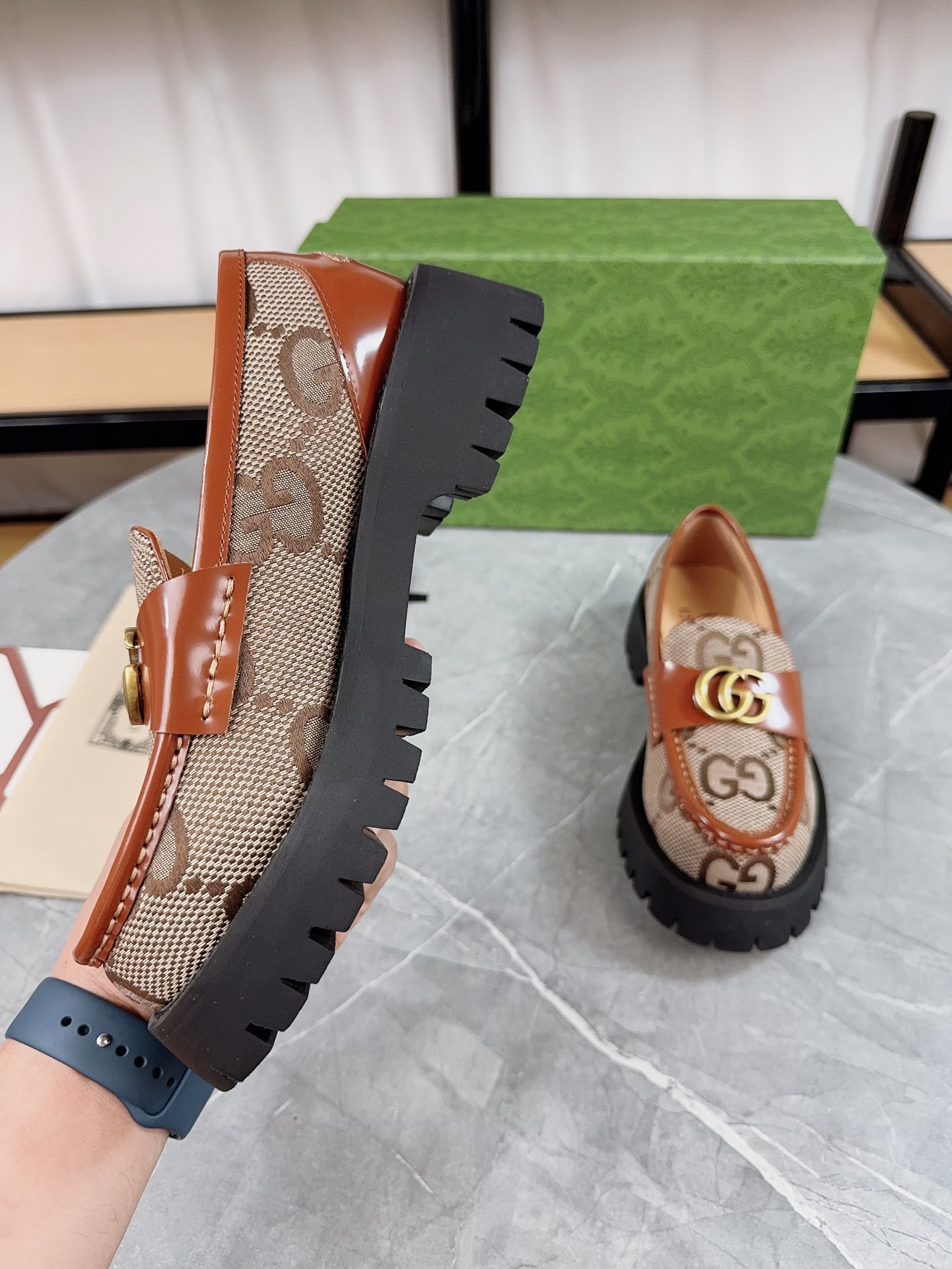 Gucci Thick-Soled Loafer Platform Shoes