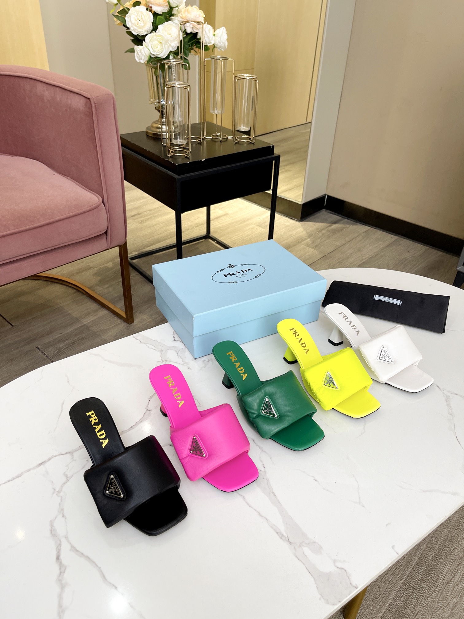 Prada Minimalist Small Heel Slippers