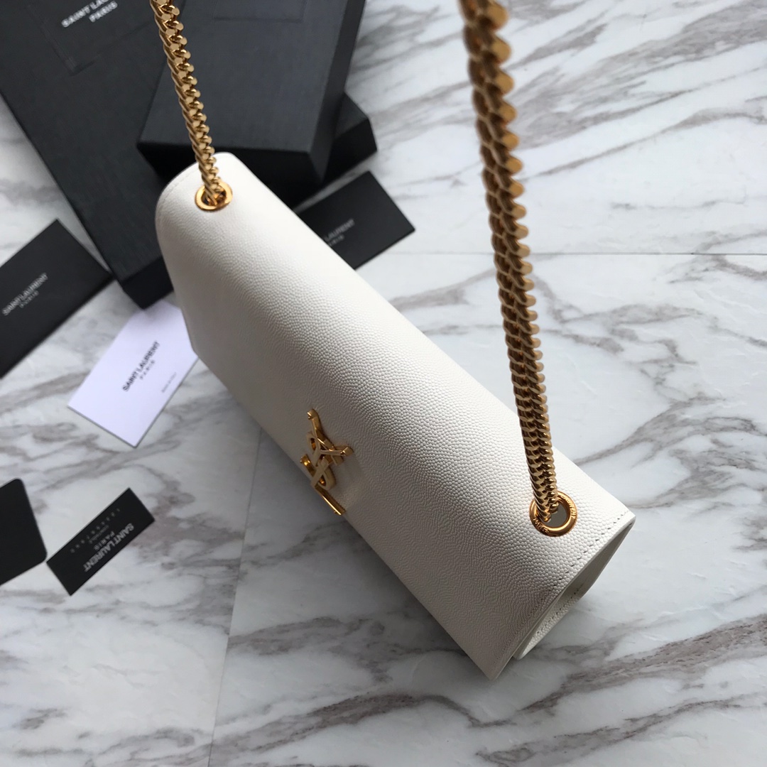 Saint Laurent Classic Chain Shoulder/Crossbody Bag in White for Women