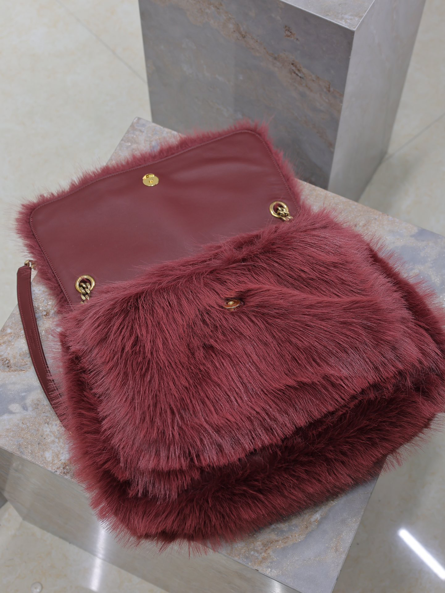 Saint Laurent Niki Bag in Rabbit Fur