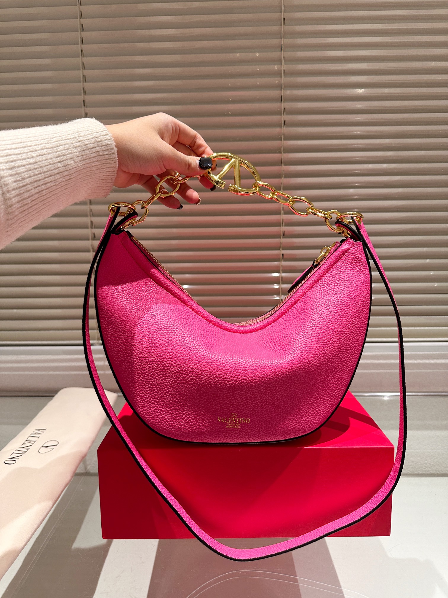 Valentino Smooth Nappa Chain Crossbody/Shoulder Bag