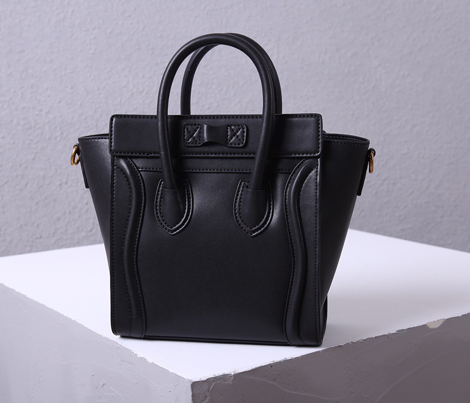 CELINE Leather Handbag with Handle and Shoulder Strap