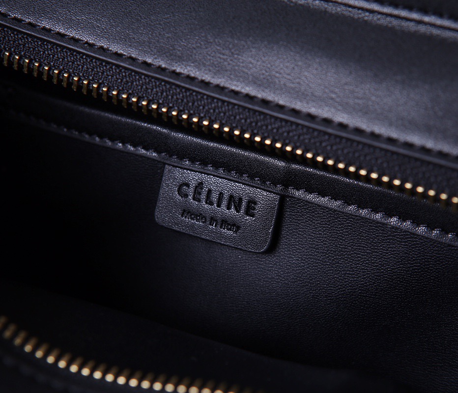 CELINE Leather Handbag with Handle and Shoulder Strap