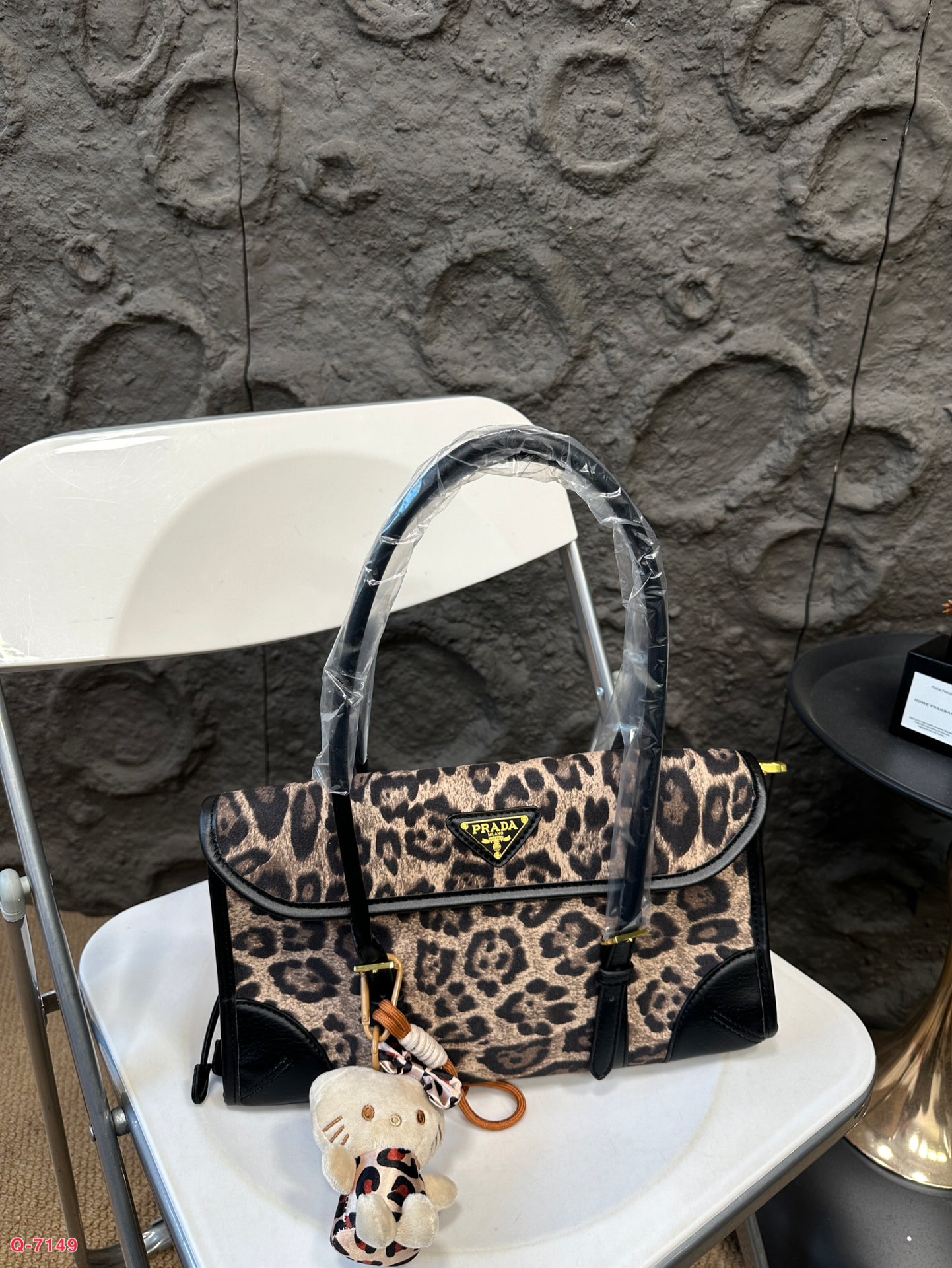 Prada Leopard-Print Leather Shoulder/Underarm Bag
