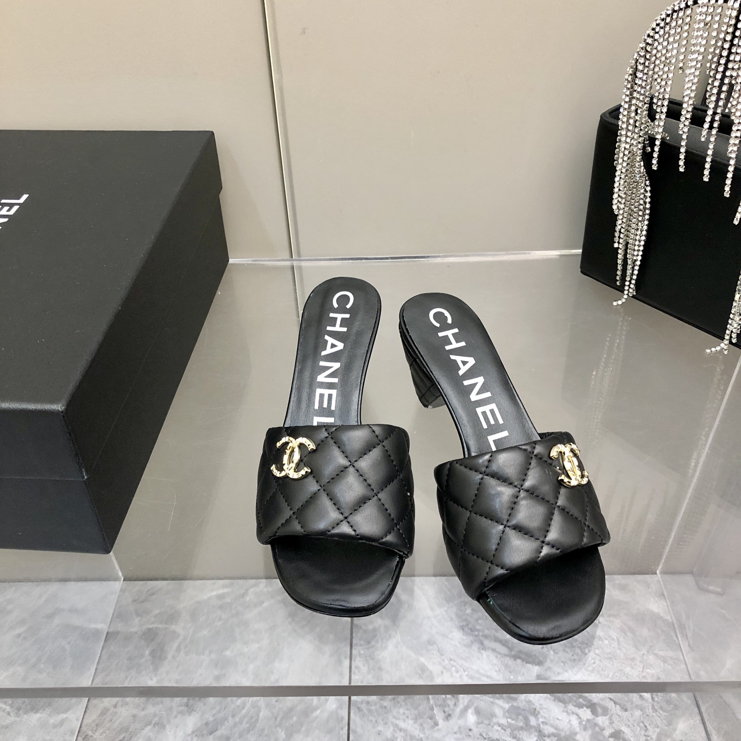 Chanel Sheepskin Low-Heel Mule Slippers