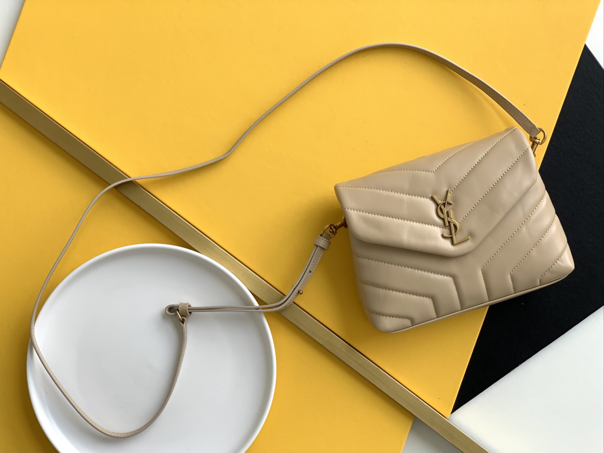 Saint Laurent Paris Beige Leather Women's Crossbody Bag