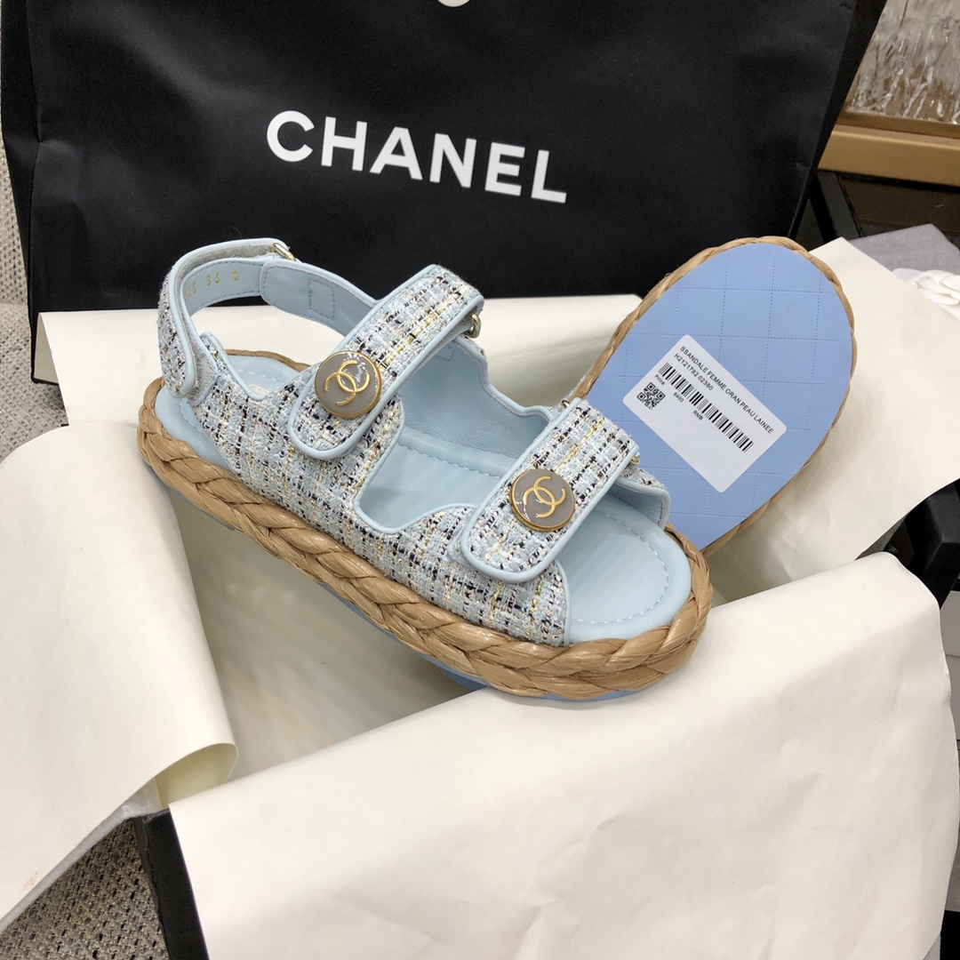 Chanel Woven Velcro Sandals
