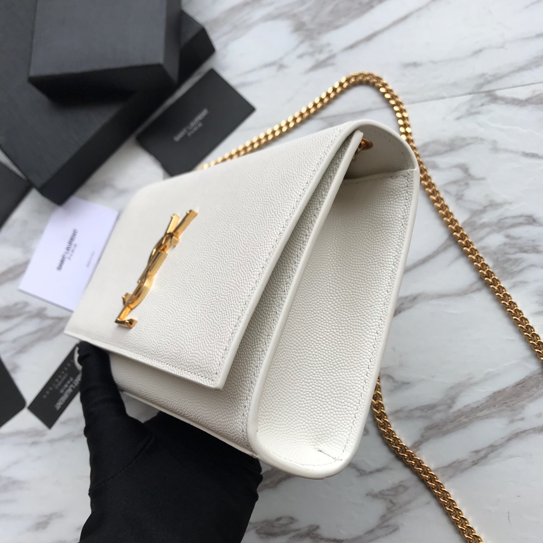 Saint Laurent Classic Chain Shoulder/Crossbody Bag in White for Women