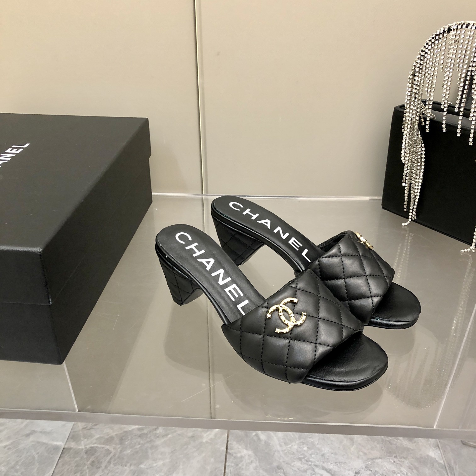 Chanel Sheepskin Low-Heel Mule Slippers