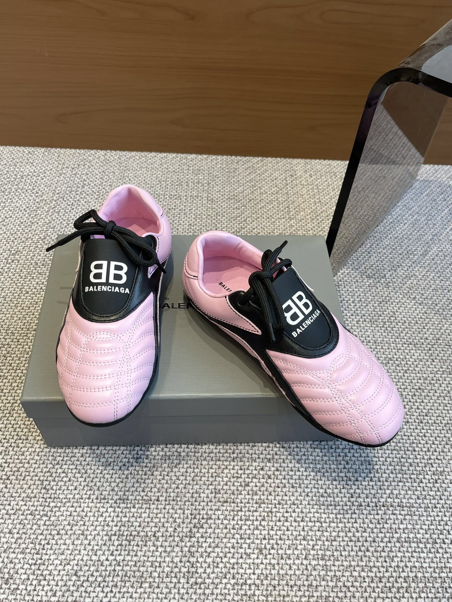 Balenciaga Sheepskin Checkerboard Baseball Shoes