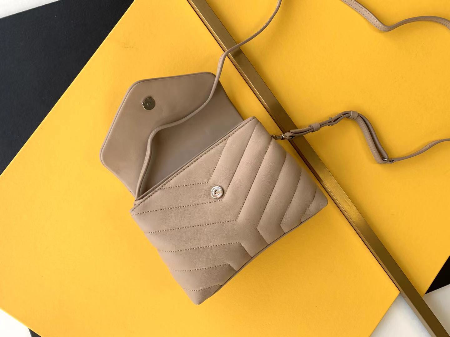 Saint Laurent Paris Beige-Brown Leather Women's Crossbody Bag