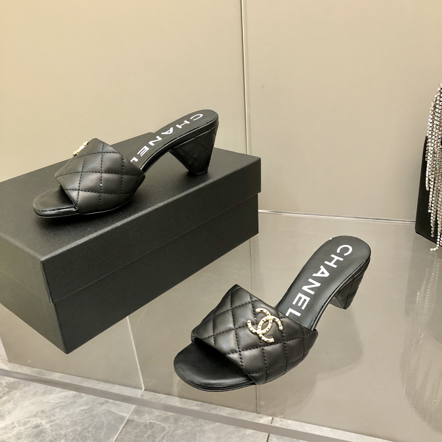 Chanel Sheepskin Low-Heel Mule Slippers